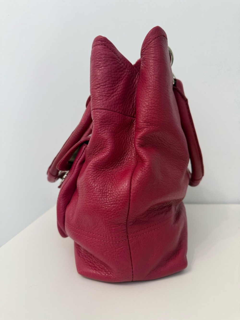 Coach Red Pebble Leather Hampton TurnLock F15694 Shoulder Bag Purse Hobo - Picture 9 of 17